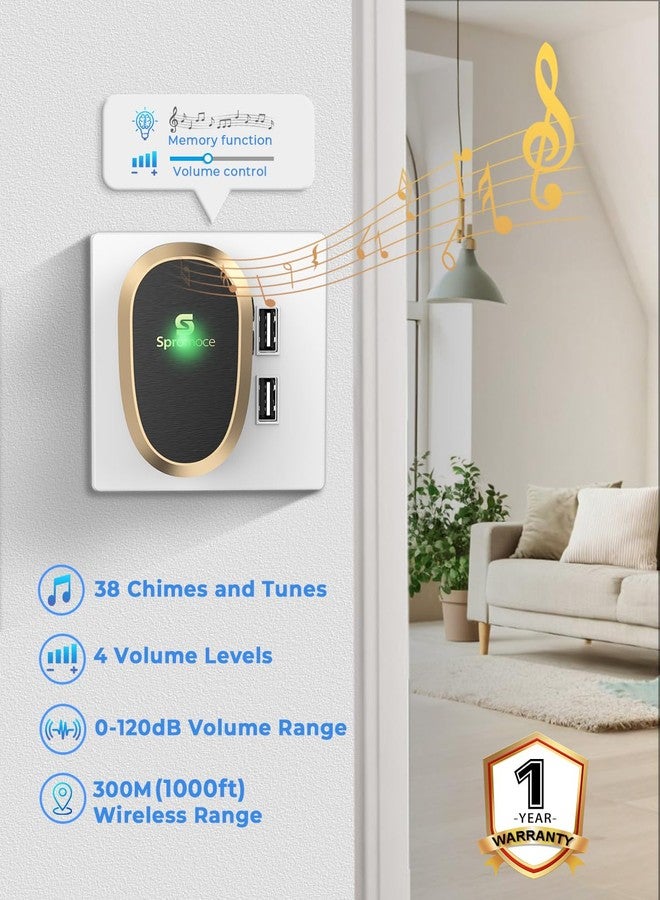 Spromoce Wireless Calling Bell for Home, 1000Ft Long Range Door Bell for Office, IP55 Waterproof Cordless Remote Doorbell with 38 Chimes, 4-Level Volume - Image 2